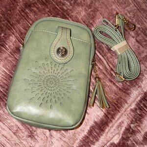 Green Leather inspired Crossbody Bag
